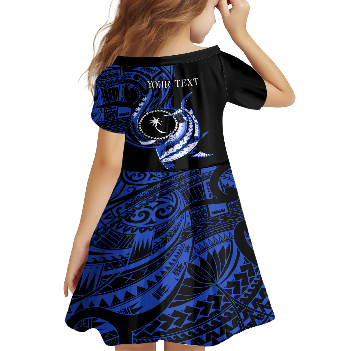 Personalised Chuuk FSM Culture Day Kid Short Sleeve Dress Hammerhead Shark Tattoo 2024 LT9 - Polynesian Pride
