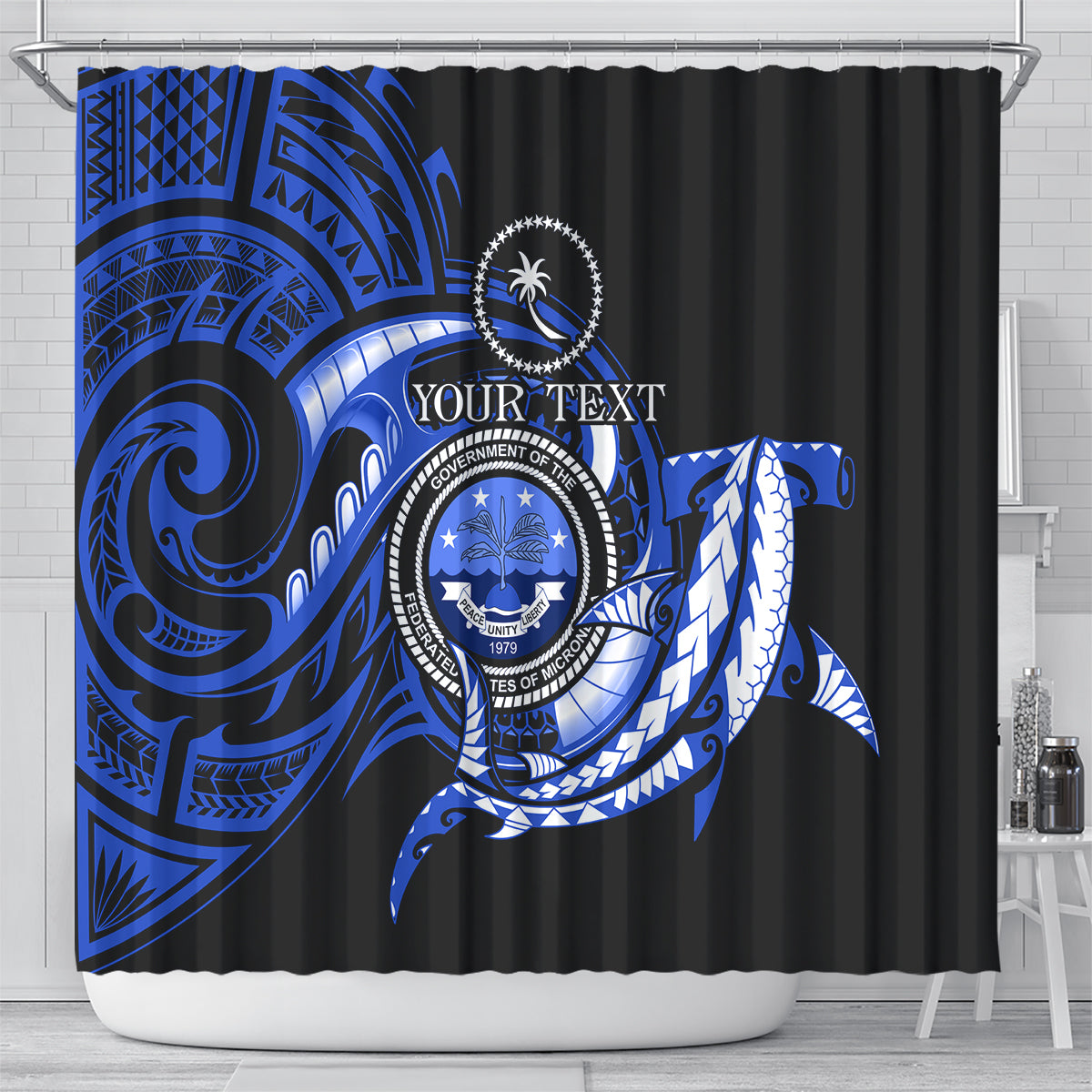 Personalised Chuuk FSM Culture Day Shower Curtain Hammerhead Shark Tattoo 2024 LT9 - Polynesian Pride