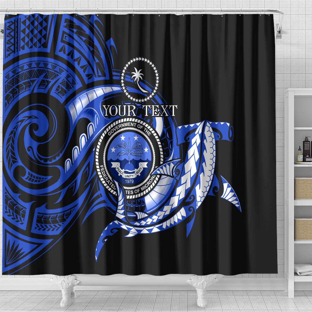 Personalised Chuuk FSM Culture Day Shower Curtain Hammerhead Shark Tattoo 2024 LT9 - Polynesian Pride