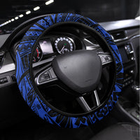 Personalised Chuuk FSM Culture Day Steering Wheel Cover Hammerhead Shark Tattoo 2024 LT9 Universal Fit Blue - Polynesian Pride