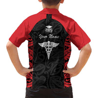 New Zealand Nurse RN 2026 Personalised Kid Hawaiian Shirt Red Maori Pattern Cultural Pride