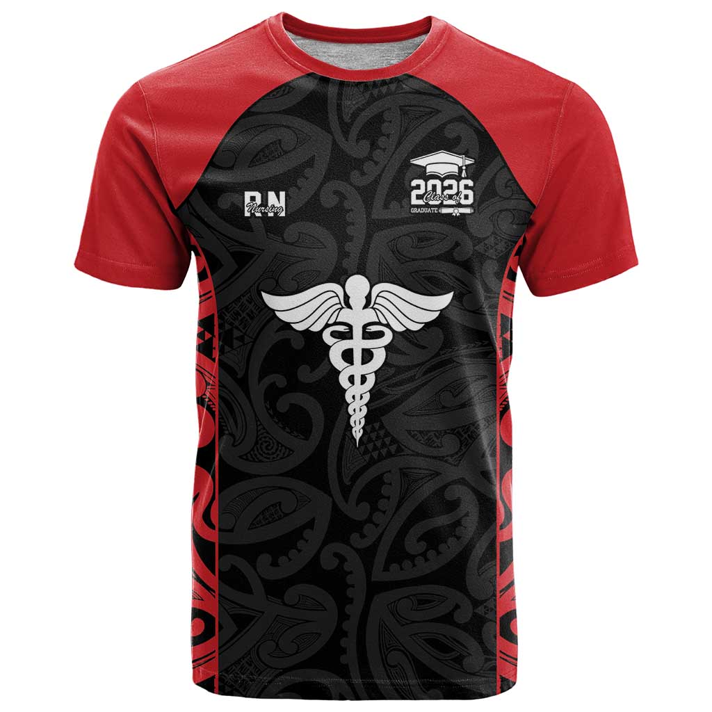 New Zealand Nurse RN 2026 Personalised T Shirt Red Maori Pattern Cultural Pride