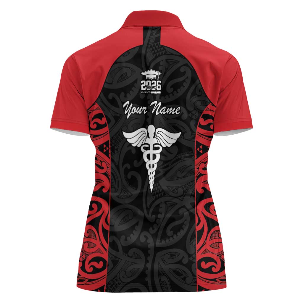 New Zealand Nurse RN 2026 Personalised Women Polo Shirt Red Maori Pattern Cultural Pride LT9 - Polynesian Pride