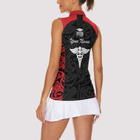 New Zealand Nurse RN 2026 Personalised Women Sleeveless Polo Shirt Red Maori Pattern Cultural Pride LT9 - Polynesian Pride