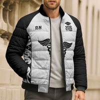 New Zealand Nurse RN 2026 Personalised Bomber Puffer Jacket White Maori Pattern Cultural Pride LT9 - Polynesian Pride