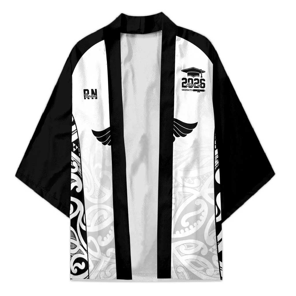 New Zealand Nurse RN 2026 Personalised Kimono White Maori Pattern Cultural Pride LT9 Unisex White - Polynesian Pride