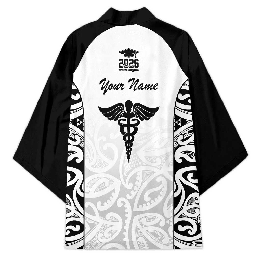 New Zealand Nurse RN 2026 Personalised Kimono White Maori Pattern Cultural Pride LT9 - Polynesian Pride