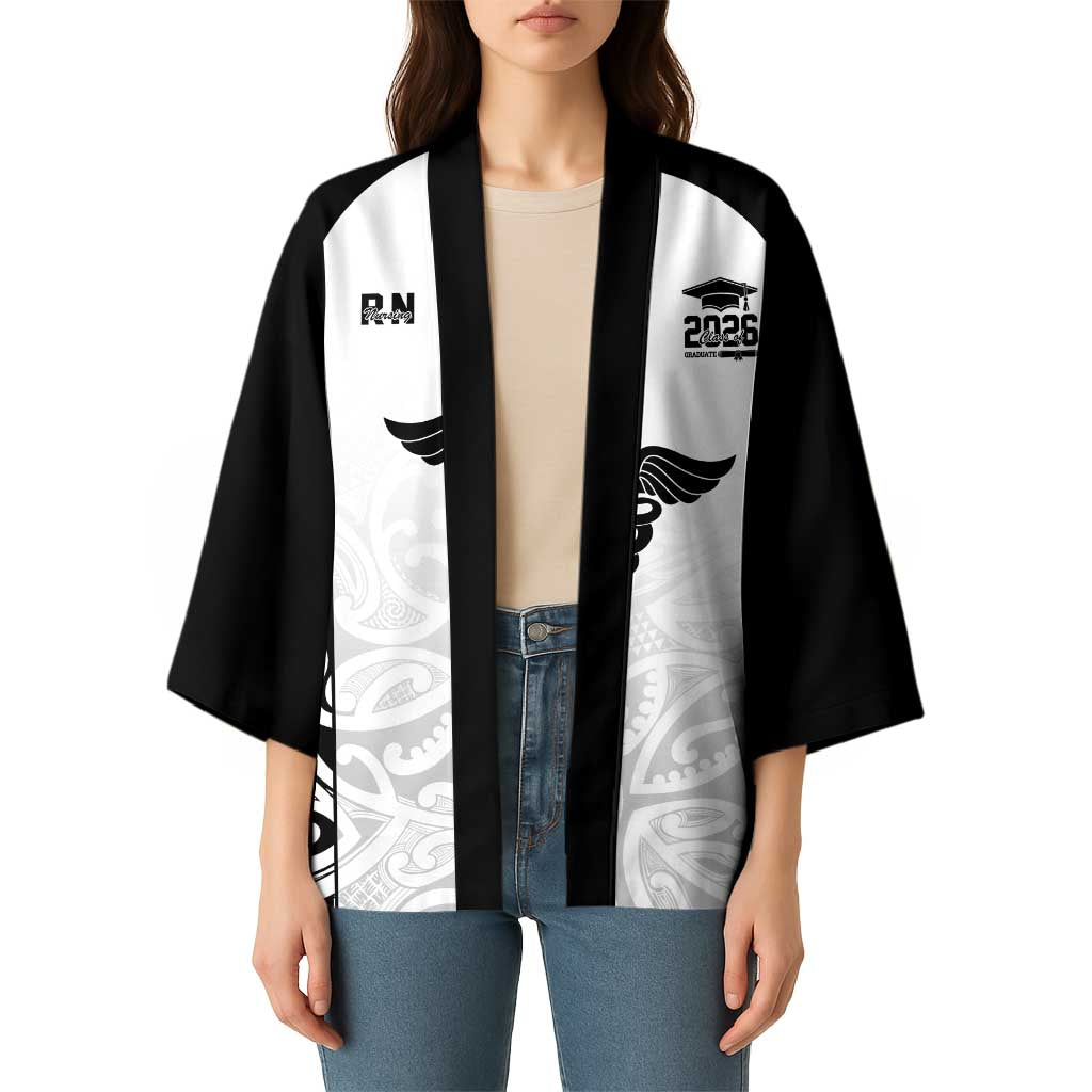 New Zealand Nurse RN 2026 Personalised Kimono White Maori Pattern Cultural Pride LT9 - Polynesian Pride