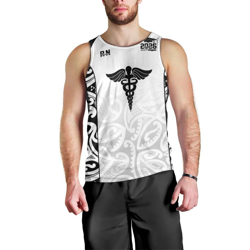 New Zealand Nurse RN 2026 Personalised Men Tank Top White Maori Pattern Cultural Pride