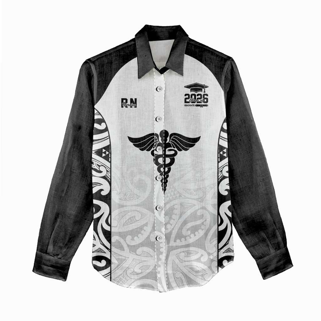 New Zealand Nurse RN 2026 Personalised Women Casual Shirt White Maori Pattern Cultural Pride LT9 - Polynesian Pride
