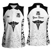 New Zealand Nurse RN 2026 Personalised Women Sleeveless Polo Shirt White Maori Pattern Cultural Pride LT9 - Polynesian Pride