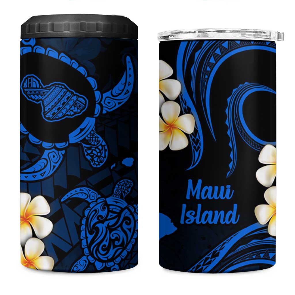Hawaii Maui Islands Pacific Plumeria 4 in 1 Can Cooler Tumbler Blue Polynesian Tattoo LT9 One Size: 16 oz Blue - Polynesian Pride