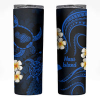 Hawaii Maui Islands Pacific Plumeria Skinny Tumbler Blue Polynesian Tattoo LT9 Blue - Polynesian Pride