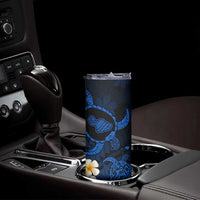 Hawaii Maui Islands Pacific Plumeria Skinny Tumbler Blue Polynesian Tattoo LT9 - Polynesian Pride