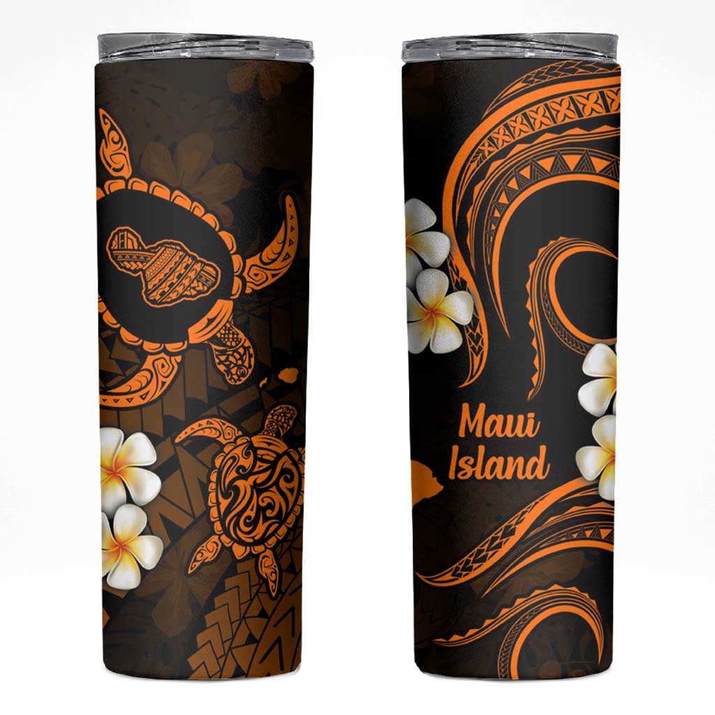 Hawaii Maui Islands Pacific Plumeria Skinny Tumbler Gold Polynesian Tattoo LT9 Gold - Polynesian Pride