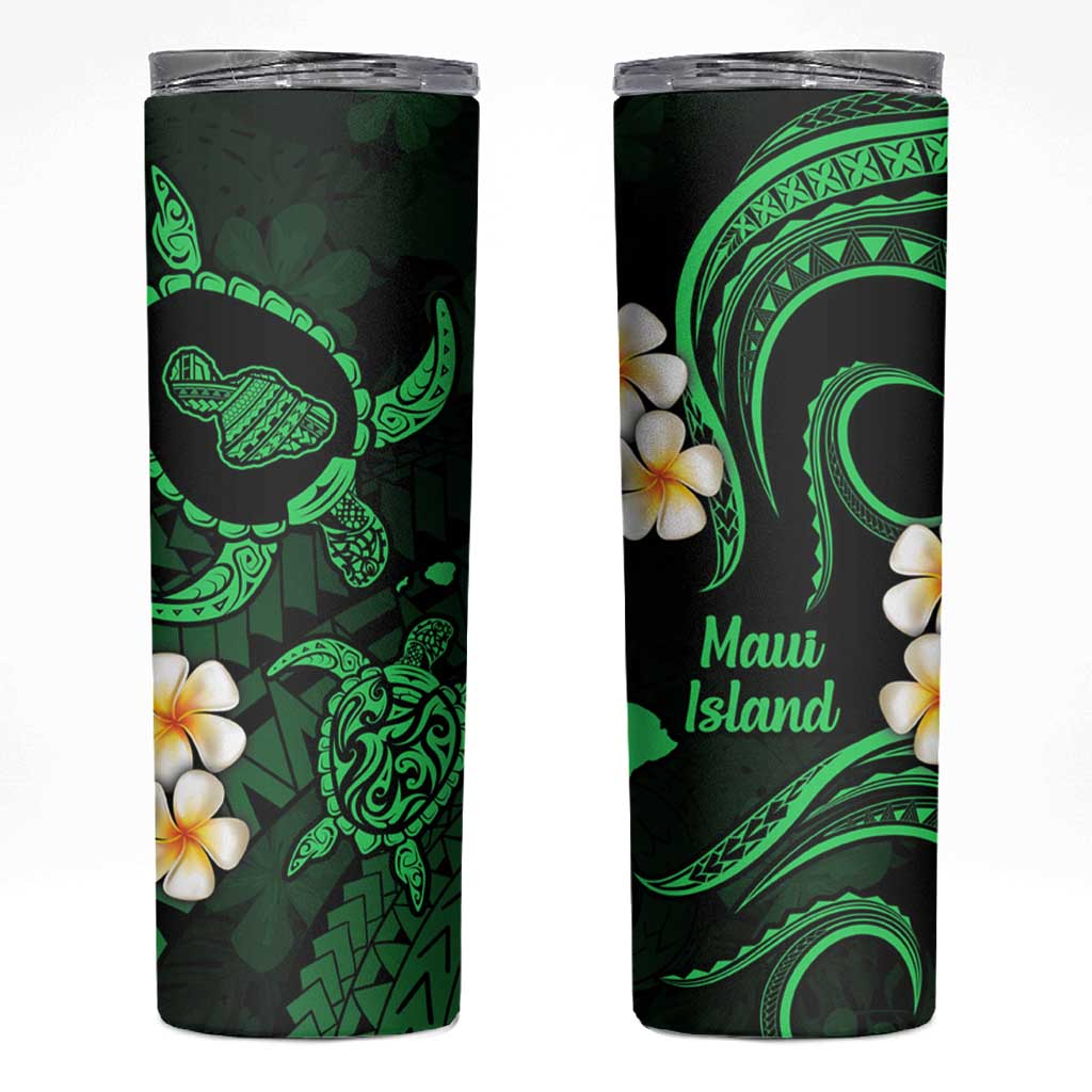 Hawaii Maui Islands Pacific Plumeria Skinny Tumbler Green Polynesian Tattoo LT9 Green - Polynesian Pride