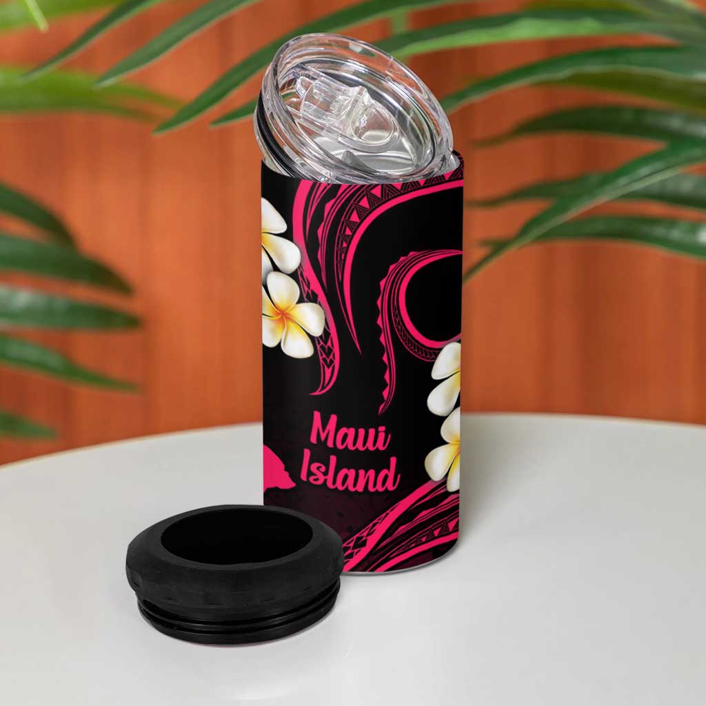 Hawaii Maui Islands Pacific Plumeria 4 in 1 Can Cooler Tumbler Pink Polynesian Tattoo LT9 - Polynesian Pride