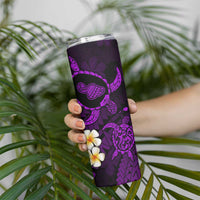 Hawaii Maui Islands Pacific Plumeria Skinny Tumbler Purple Polynesian Tattoo LT9 - Polynesian Pride