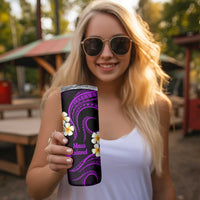 Hawaii Maui Islands Pacific Plumeria Skinny Tumbler Purple Polynesian Tattoo LT9 - Polynesian Pride