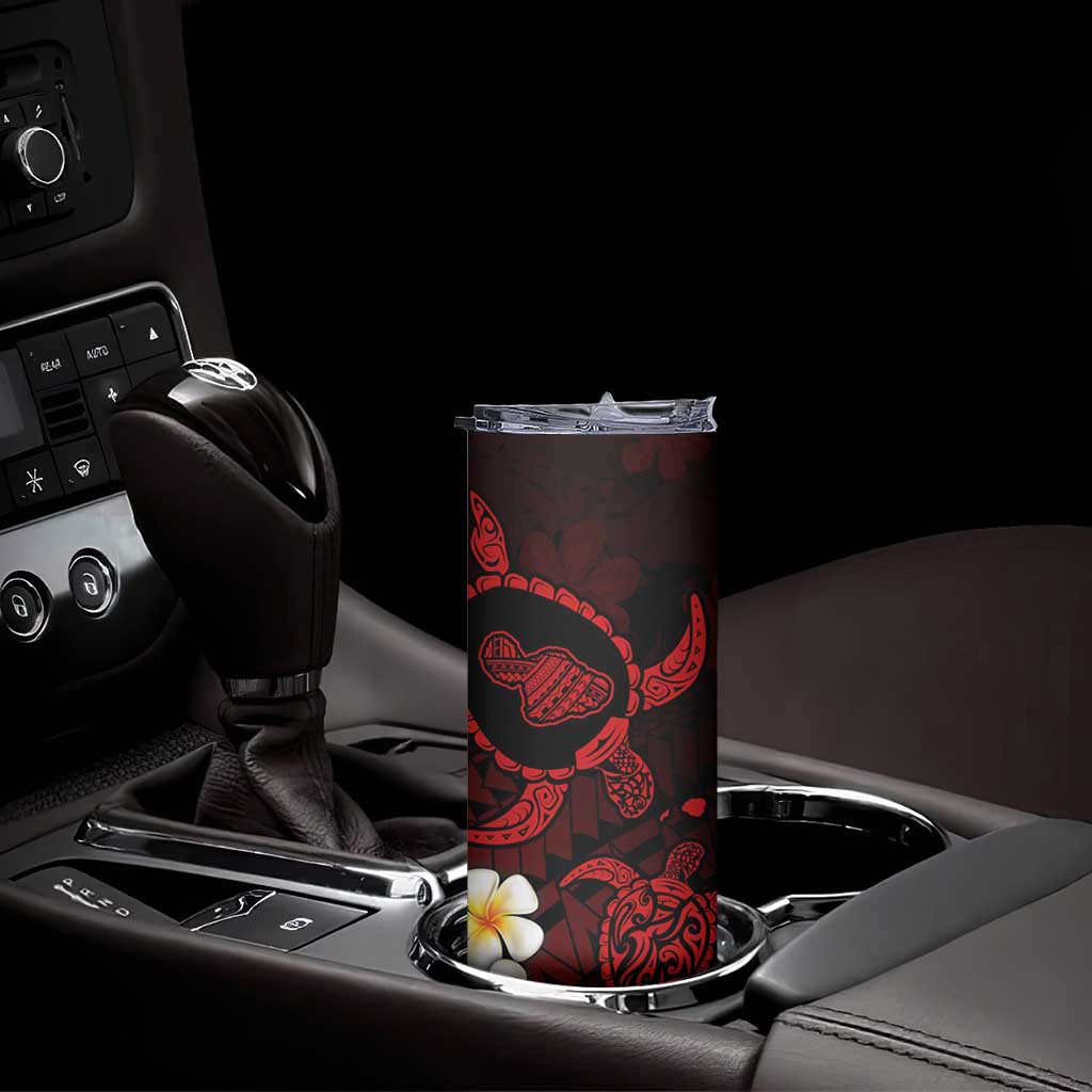 Hawaii Maui Islands Pacific Plumeria Skinny Tumbler Red Polynesian Tattoo LT9 - Polynesian Pride