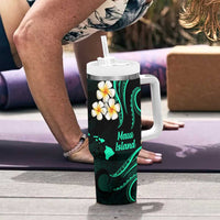 Hawaii Maui Islands Pacific Plumeria Tumbler With Handle Turquoise Polynesian Tattoo
