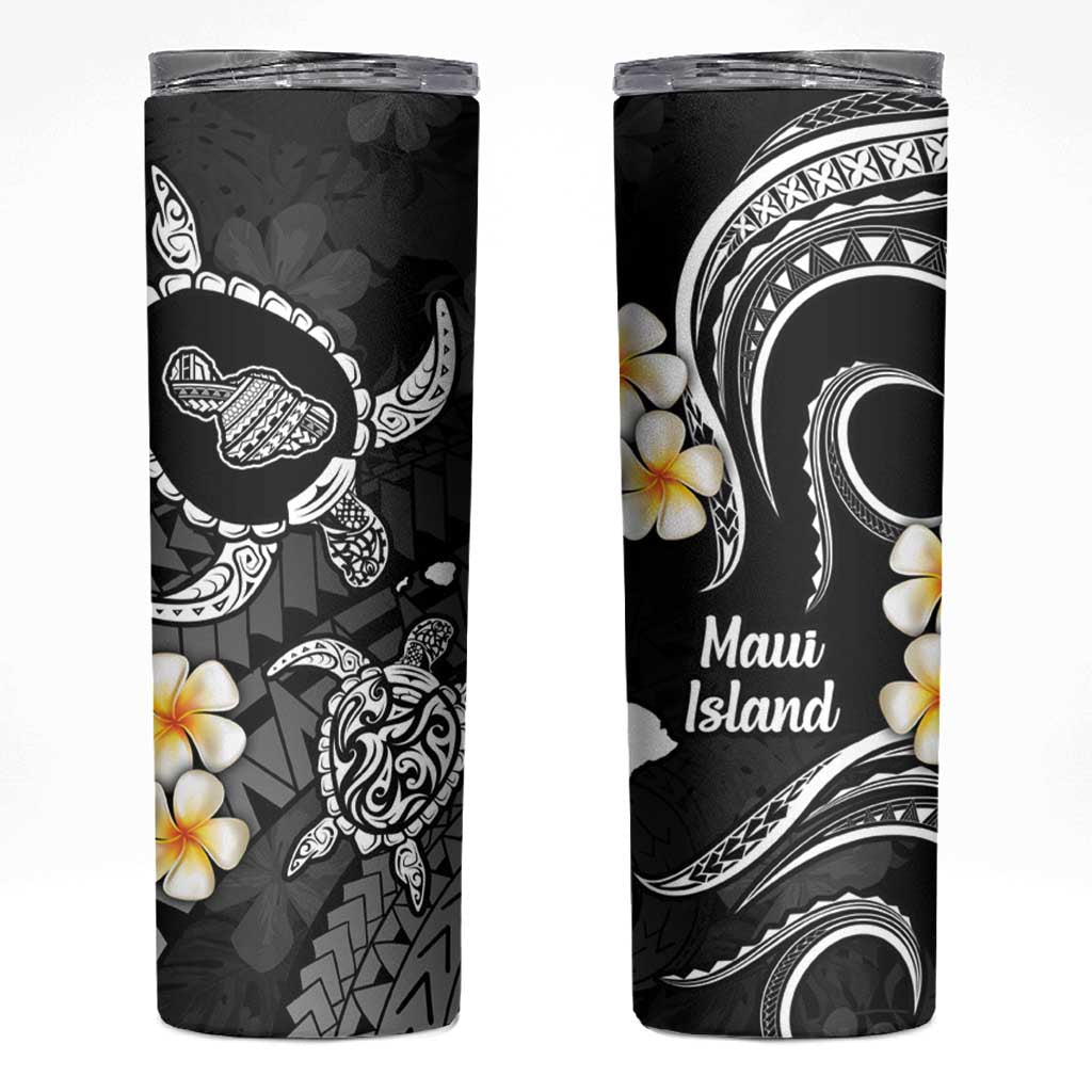 Hawaii Maui Islands Pacific Plumeria Skinny Tumbler White Polynesian Tattoo LT9 White - Polynesian Pride