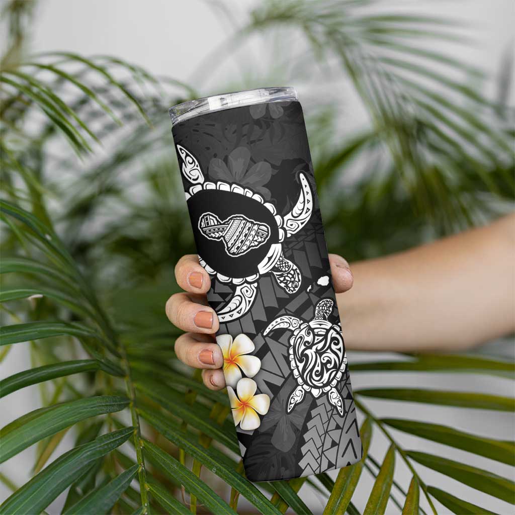 Hawaii Maui Islands Pacific Plumeria Skinny Tumbler White Polynesian Tattoo LT9 - Polynesian Pride