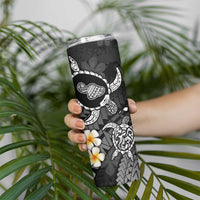 Hawaii Maui Islands Pacific Plumeria Skinny Tumbler White Polynesian Tattoo LT9 - Polynesian Pride