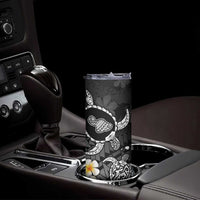 Hawaii Maui Islands Pacific Plumeria Skinny Tumbler White Polynesian Tattoo LT9 - Polynesian Pride