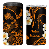 Hawaii Oahu Islands Pacific Plumeria 4 in 1 Can Cooler Tumbler Gold Polynesian Tattoo LT9 One Size: 16 oz Gold - Polynesian Pride