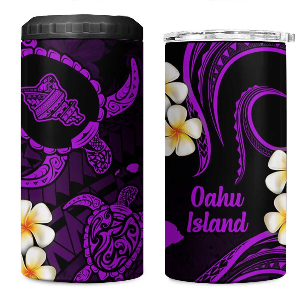 Hawaii Oahu Islands Pacific Plumeria 4 in 1 Can Cooler Tumbler Purple Polynesian Tattoo LT9 One Size: 16 oz Purple - Polynesian Pride