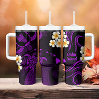 Hawaii Oahu Islands Pacific Plumeria Tumbler With Handle Purple Polynesian Tattoo