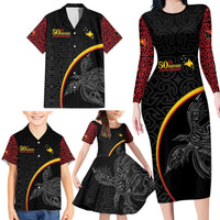 Papua New Guinea 50th Independence Day Family Matching Long Sleeve Bodycon Dress and Hawaiian Shirt Simple Oro Tapa Pattern LT9 - Polynesian Pride