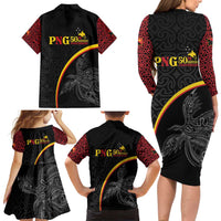 Papua New Guinea 50th Independence Day Family Matching Long Sleeve Bodycon Dress and Hawaiian Shirt Simple Oro Tapa Pattern LT9 - Polynesian Pride