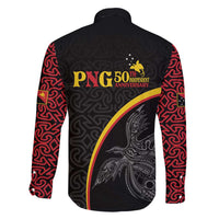 Papua New Guinea 50th Independence Day Family Matching Long Sleeve Bodycon Dress and Hawaiian Shirt Simple Oro Tapa Pattern LT9 - Polynesian Pride