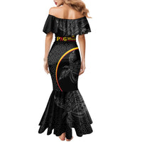 Papua New Guinea 50th Independence Day Family Matching Mermaid Dress and Hawaiian Shirt Simple Oro Tapa Pattern LT9 - Polynesian Pride
