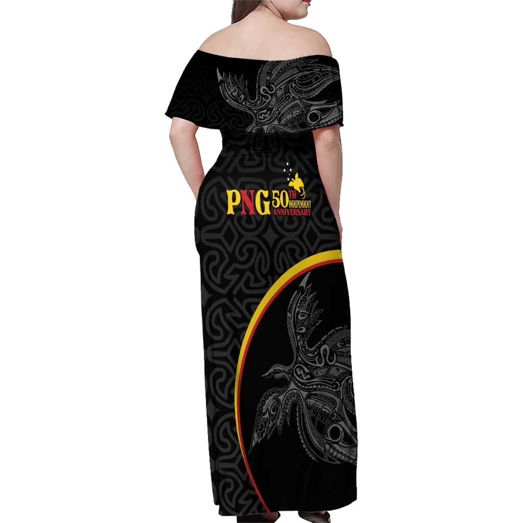 Papua New Guinea 50th Independence Day Family Matching Off Shoulder Maxi Dress and Hawaiian Shirt Simple Oro Tapa Pattern LT9 - Polynesian Pride
