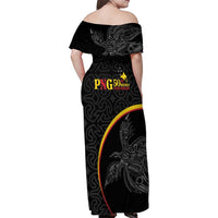 Papua New Guinea 50th Independence Day Family Matching Off Shoulder Maxi Dress and Hawaiian Shirt Simple Oro Tapa Pattern LT9 - Polynesian Pride