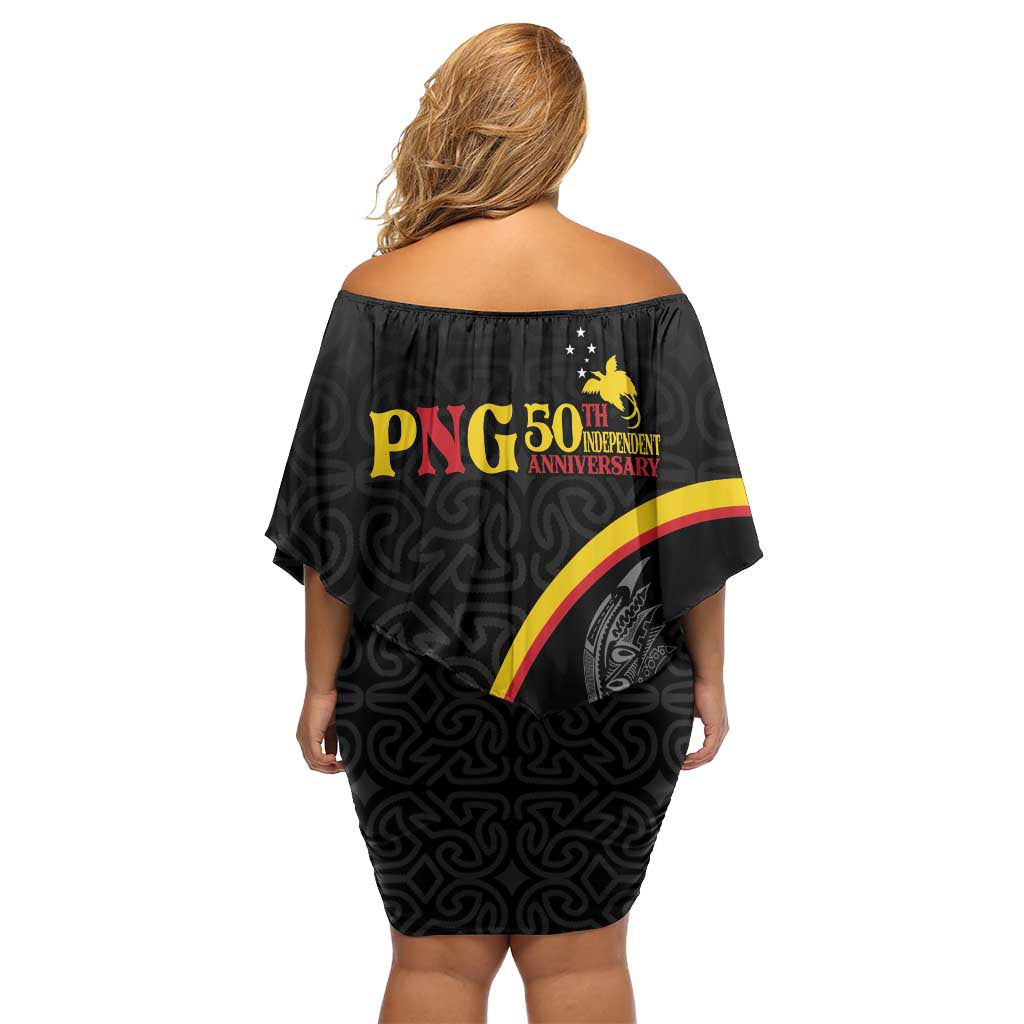 Papua New Guinea 50th Independence Day Family Matching Off Shoulder Short Dress and Hawaiian Shirt Simple Oro Tapa Pattern LT9 - Polynesian Pride