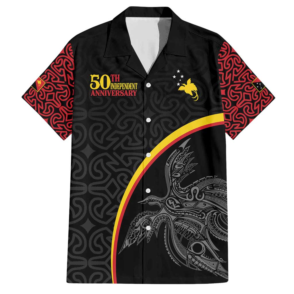 Papua New Guinea 50th Independence Day Family Matching Short Sleeve Bodycon Dress and Hawaiian Shirt Simple Oro Tapa Pattern LT9 Dad's Shirt - Short Sleeve Black - Polynesian Pride