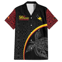 Papua New Guinea 50th Independence Day Family Matching Summer Maxi Dress and Hawaiian Shirt Simple Oro Tapa Pattern LT9 Dad's Shirt - Short Sleeve Black - Polynesian Pride