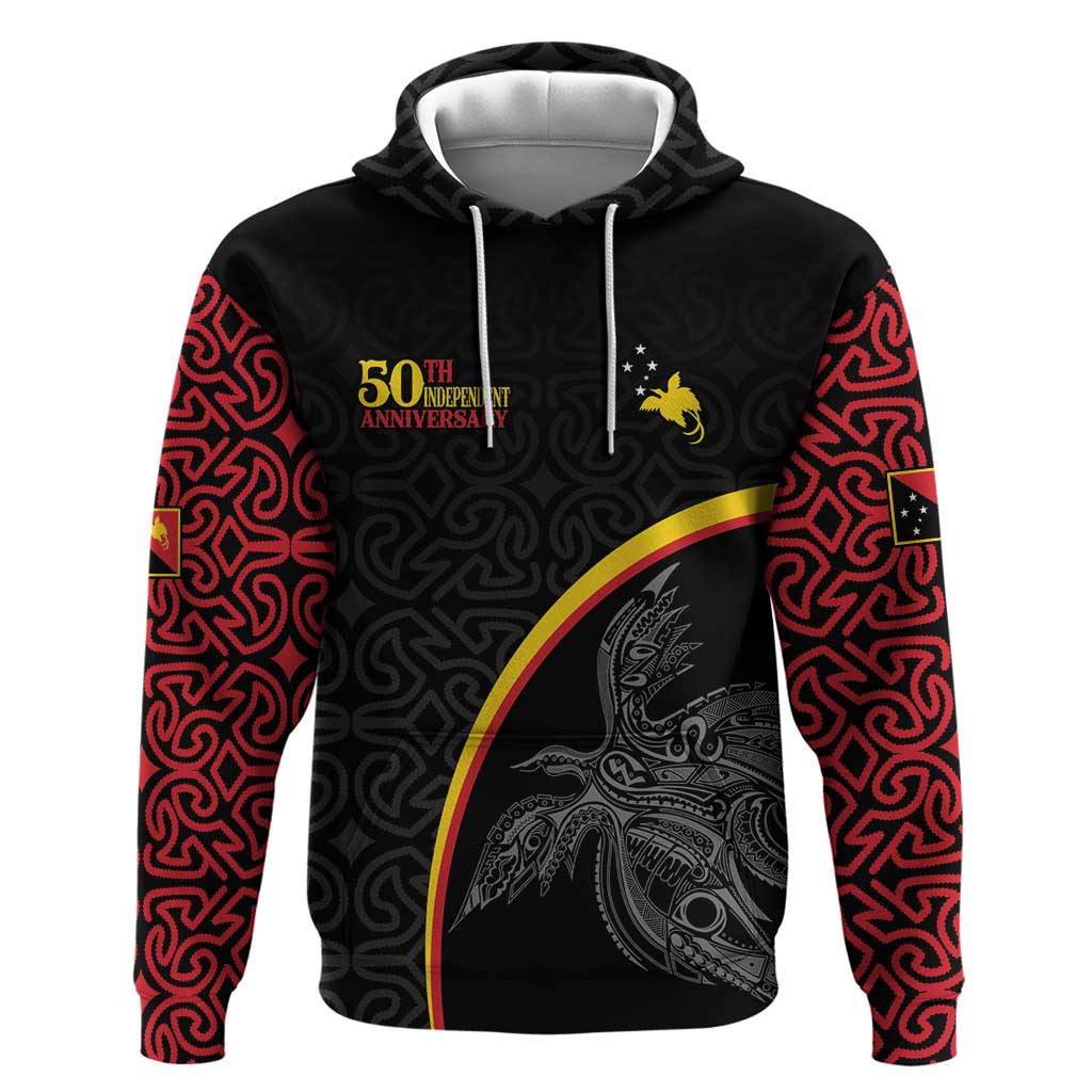 Papua New Guinea 50th Independence Day Hoodie Simple Oro Tapa Pattern LT9 Pullover Hoodie Black - Polynesian Pride