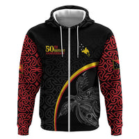 Papua New Guinea 50th Independence Day Hoodie Simple Oro Tapa Pattern LT9 Zip Hoodie Black - Polynesian Pride
