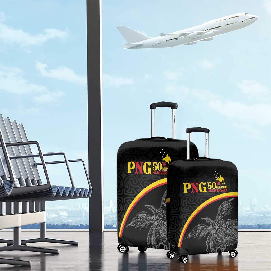 Papua New Guinea 50th Independence Day Luggage Cover Simple Oro Tapa Pattern - Polynesian Pride
