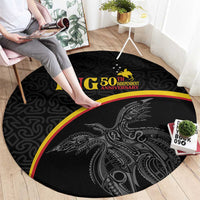 Papua New Guinea 50th Independence Day Round Carpet Simple Oro Tapa Pattern - Polynesian Pride