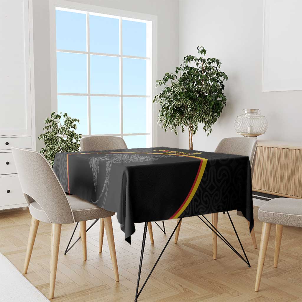 Papua New Guinea 50th Independence Day Tablecloth Simple Oro Tapa Pattern - Polynesian Pride