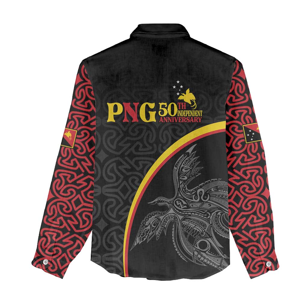 Papua New Guinea 50th Independence Day Women Casual Shirt Simple Oro Tapa Pattern - Polynesian Pride