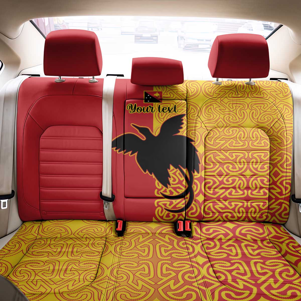 Papua New Guinea Oro Tapa Personalised Back Car Seat Cover Simple Bird of Paradise Style LT9 - Polynesian Pride