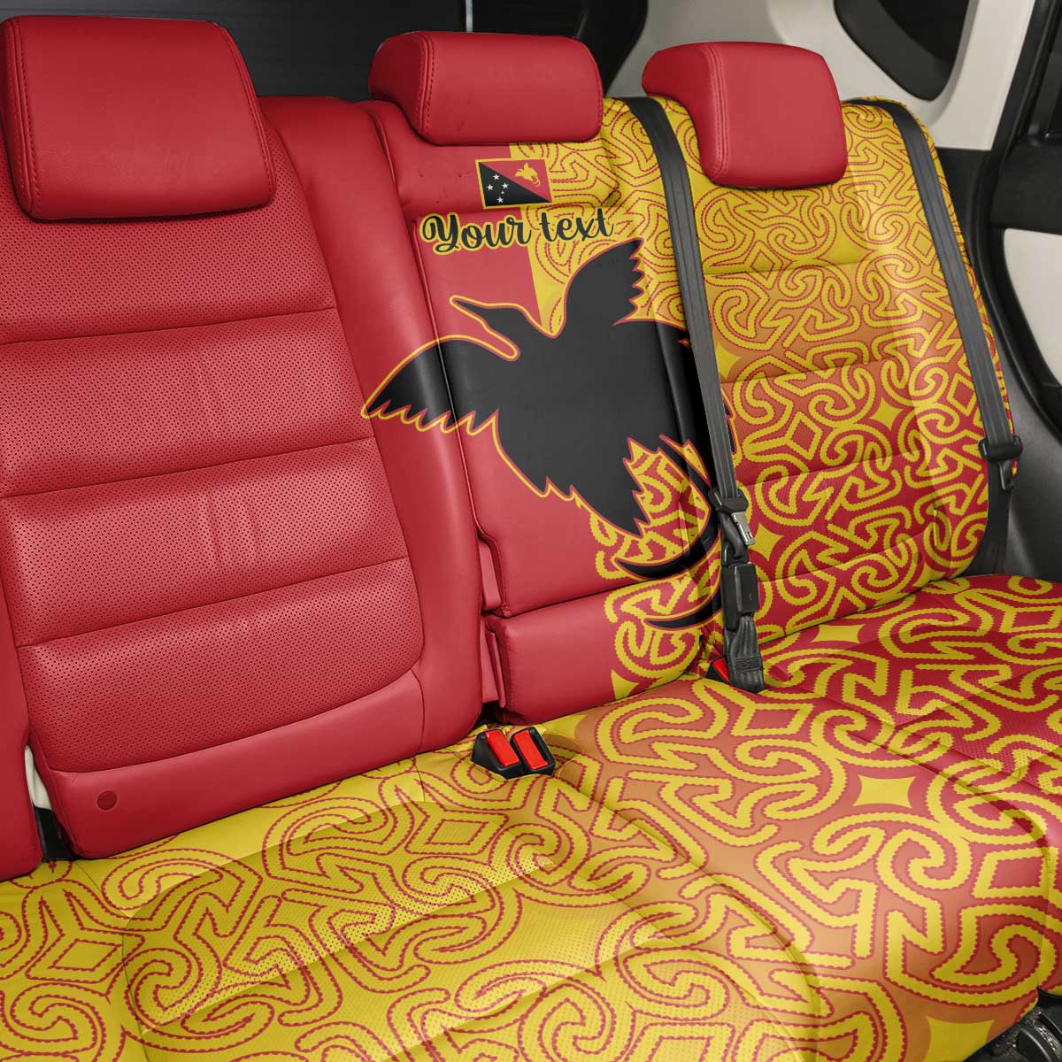 Papua New Guinea Oro Tapa Personalised Back Car Seat Cover Simple Bird of Paradise Style LT9 - Polynesian Pride