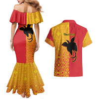 Papua New Guinea Oro Tapa Personalised Couples Matching Mermaid Dress and Hawaiian Shirt Simple Bird of Paradise Style LT9 - Polynesian Pride